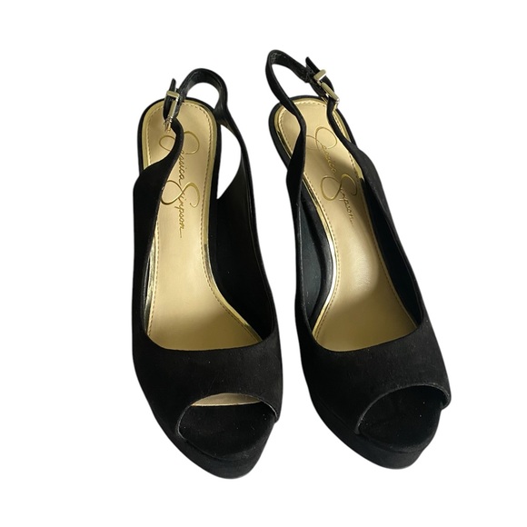 Jessica Simpson Chic Black Suede Slingback Heels - Picture 3 of 9